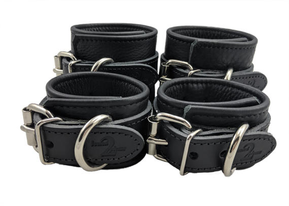Leather Ankle & Wrist Cuff Set